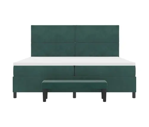 Kastītes Atsperu Gulta Ar Matraci Tumši Zaļš 200 X 200 Cm Samts Vidaxl