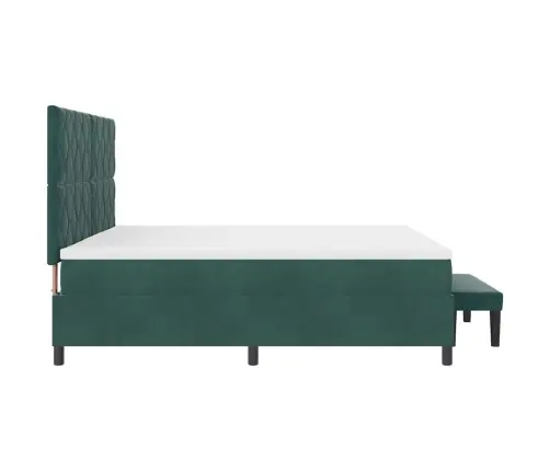Kastītes Atsperu Gulta Ar Matraci Tumši Zaļš 200 X 200 Cm Samts Vidaxl