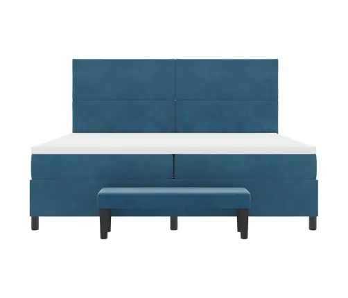 Kastītes Atsperu Gulta Ar Matraci Tumši Zila 200 X 200 Cm Samts Vidaxl