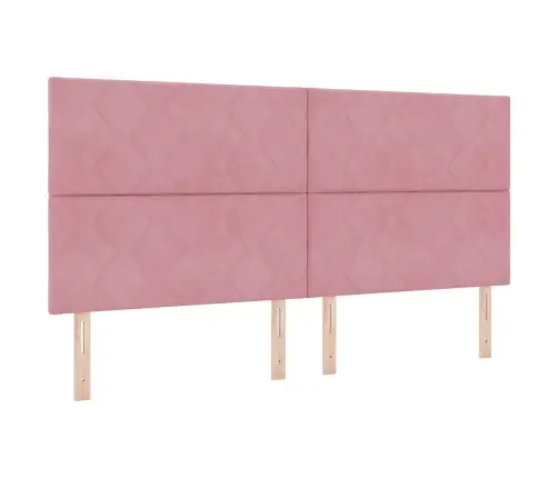 Kastītes Atsperu Gulta Ar Matraci Rozā 200 X 200 Cm Samts Vidaxl