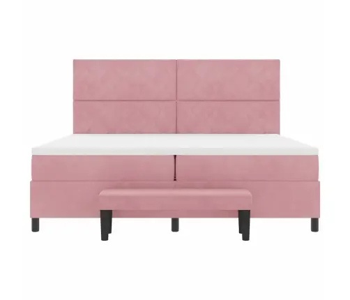 Kastītes Atsperu Gulta Ar Matraci Rozā 200 X 200 Cm Samts Vidaxl