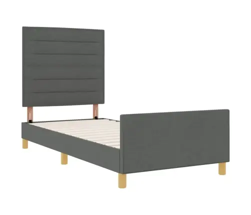 Gultas Rāmis Ar Galvas Klāju Tumši Pelēka 80 X 200 Cm Audums Vidaxl