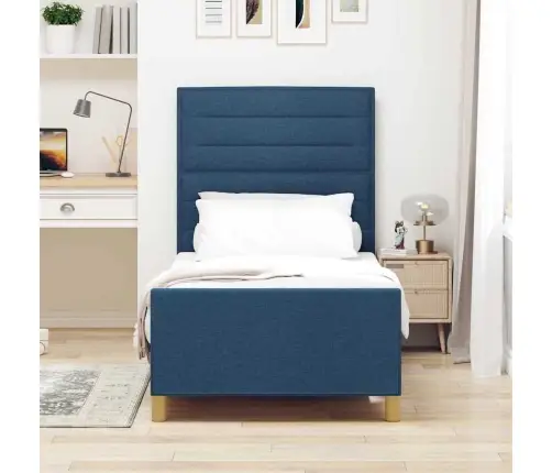 Gultas Rāmis Ar Galvas Klāju Zila 80 X 200 Cm Audums Vidaxl