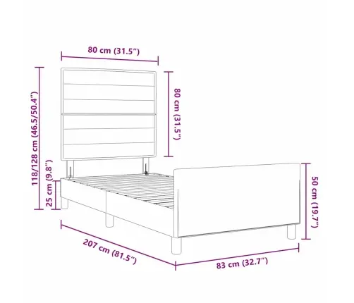Gultas Rāmis Ar Galvas Klāju Zila 80 X 200 Cm Audums Vidaxl
