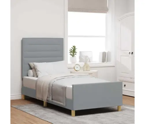 Voodi Raam Peaga Helehall 90 X 190 Cm Kangas