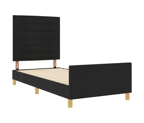 Gultas Rāmis Ar Galvas Klāju Melna 90 X 190 Cm Audums Vidaxl