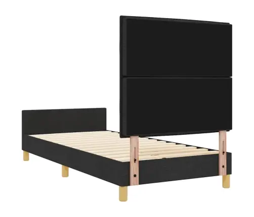 Gultas Rāmis Ar Galvas Klāju Melna 90 X 190 Cm Audums Vidaxl