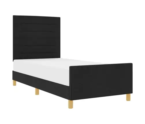 Gultas Rāmis Ar Galvas Klāju Melna 90 X 190 Cm Audums Vidaxl