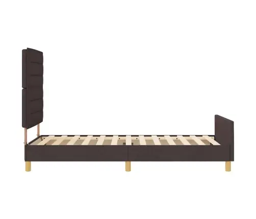 Gultas Rāmis Ar Galvas Klāju Tumši Brūna 90 X 190 Cm Audums Vidaxl