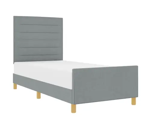 Gultas Rāmis Ar Galvas Klāju Gaiši Pelēka 90 X 200 Cm Audums Vidaxl