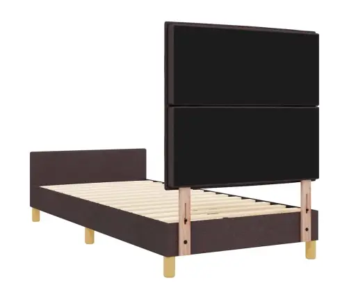 Gultas Rāmis Ar Galvas Klāju Tumši Brūna 90 X 200 Cm Audums Vidaxl