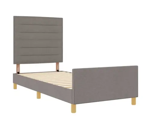 Gultas Rāmis Ar Galvas Klāju Pelēkbrūna 90 X 200 Cm Audums Vidaxl