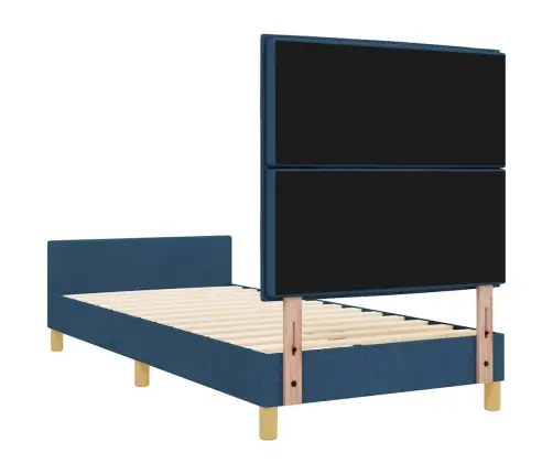 Gultas Rāmis Ar Galvas Klāju Zila 90 X 200 Cm Audums Vidaxl