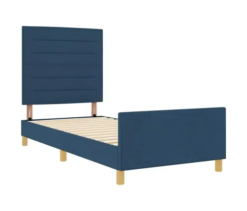 Gultas Rāmis Ar Galvas Klāju Zila 100 X 200 Cm Audums Vidaxl