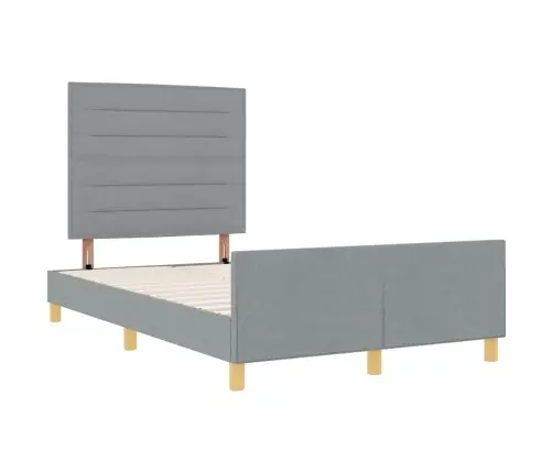 Gultas Rāmis Ar Galvas Klāju Gaiši Pelēka 120 X 190 Cm Audums Vidaxl