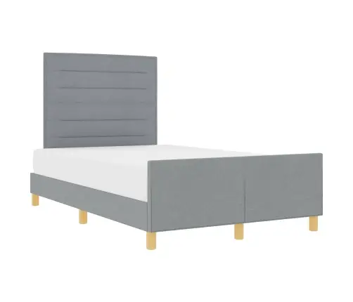 Gultas Rāmis Ar Galvas Klāju Gaiši Pelēka 120 X 190 Cm Audums Vidaxl