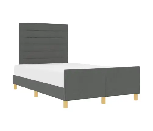 Gultas Rāmis Ar Galvas Klāju Tumši Pelēka 120 X 190 Cm Audums Vidaxl