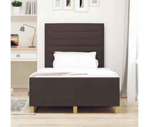Gultas Rāmis Ar Galvas Klāju Tumši Brūna 120 X 190 Cm Audums Vidaxl