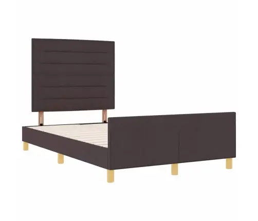 Gultas Rāmis Ar Galvas Klāju Tumši Brūna 120 X 190 Cm Audums Vidaxl