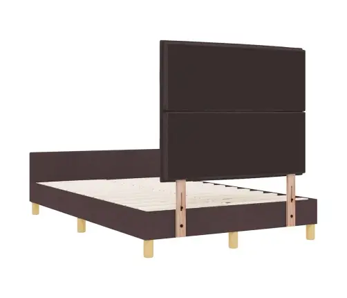 Gultas Rāmis Ar Galvas Klāju Tumši Brūna 120 X 190 Cm Audums Vidaxl