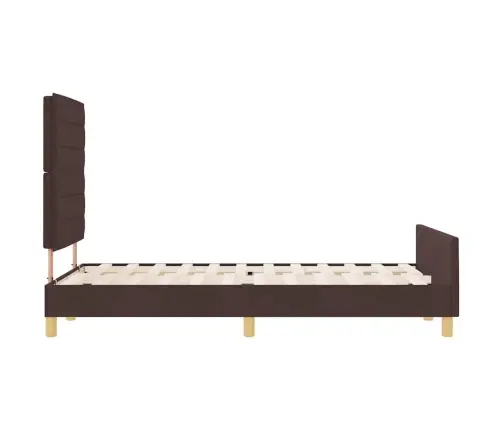 Gultas Rāmis Ar Galvas Klāju Tumši Brūna 120 X 190 Cm Audums Vidaxl