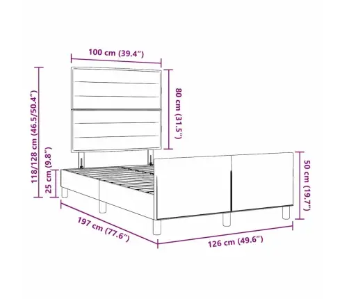 Gultas Rāmis Ar Galvas Klāju Tumši Brūna 120 X 190 Cm Audums Vidaxl