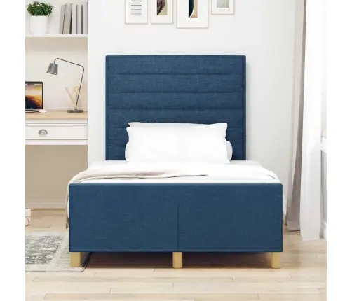 Gultas Rāmis Ar Galvas Klāju Zila 120 X 190 Cm Audums Vidaxl