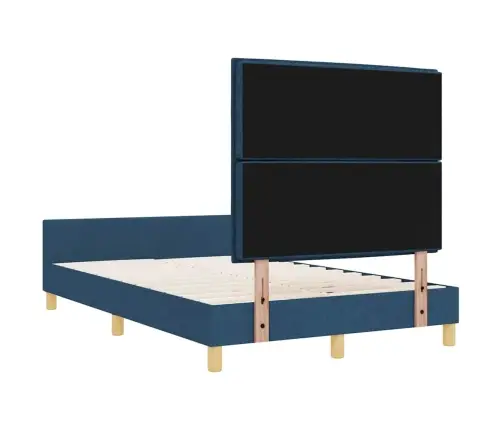 Gultas Rāmis Ar Galvas Klāju Zila 120 X 190 Cm Audums Vidaxl