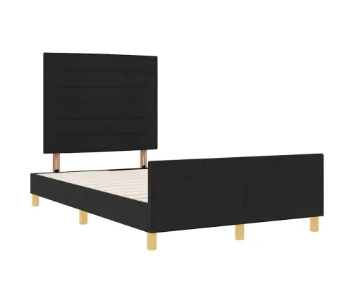 Voodi Raam Peaga Must 120 X 200 Cm Kangas