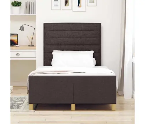 Gultas Rāmis Ar Galvas Klāju Tumši Brūna 120 X 200 Cm Audums Vidaxl