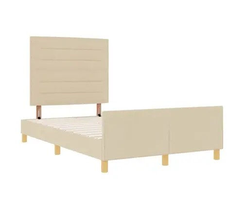 Gultas Rāmis Ar Galvas Klāju Krēmkrāsa 120 X 200 Cm Audums Vidaxl
