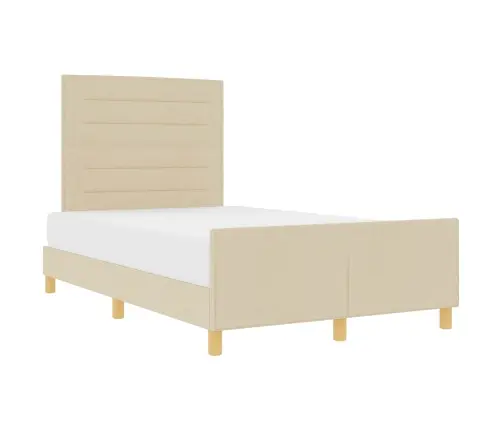 Gultas Rāmis Ar Galvas Klāju Krēmkrāsa 120 X 200 Cm Audums Vidaxl