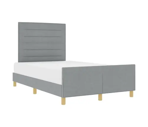 Gultas Rāmis Ar Galvas Klāju Gaiši Pelēka 140 X 190 Cm Audums Vidaxl