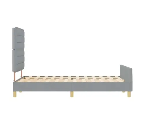 Gultas Rāmis Ar Galvas Klāju Gaiši Pelēka 140 X 190 Cm Audums Vidaxl