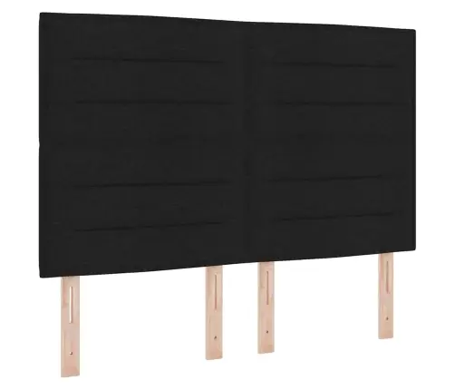 Gultas Rāmis Ar Galvas Klāju Melna 140 X 190 Cm Audums Vidaxl