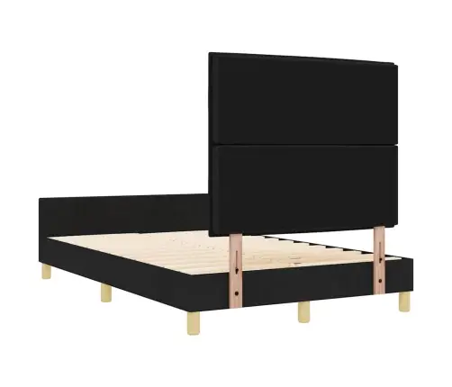 Gultas Rāmis Ar Galvas Klāju Melna 140 X 190 Cm Audums Vidaxl
