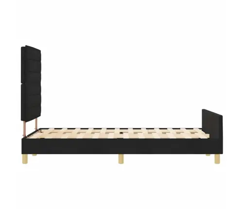 Gultas Rāmis Ar Galvas Klāju Melna 140 X 190 Cm Audums Vidaxl