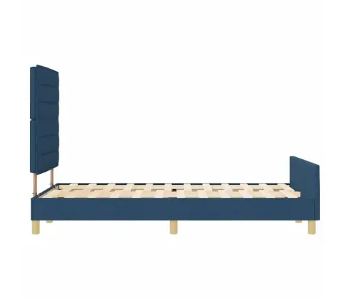 Gultas Rāmis Ar Galvas Klāju Zila 140 X 190 Cm Audums Vidaxl