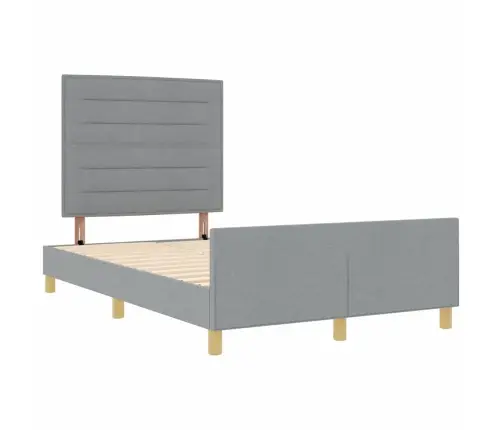 Gultas Rāmis Ar Galvas Klāju Gaiši Pelēka 140 X 200 Cm Audums Vidaxl