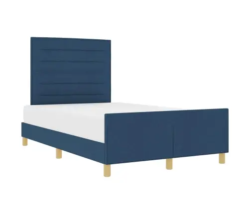 Gultas Rāmis Ar Galvas Klāju Zila 140 X 200 Cm Audums Vidaxl