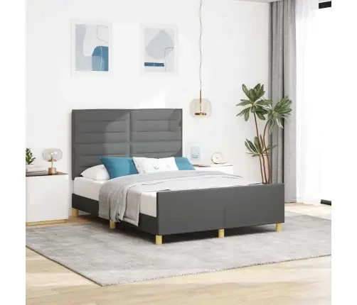 Gultas Rāmis Ar Galvas Klāju Tumši Pelēka 160 X 200 Cm Audums Vidaxl