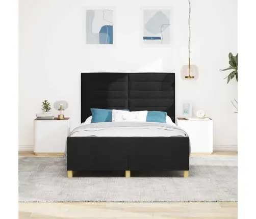 Gultas Rāmis Ar Galvas Klāju Melna 160 X 200 Cm Audums Vidaxl