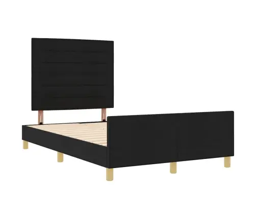 Gultas Rāmis Ar Galvas Klāju Melna 160 X 200 Cm Audums Vidaxl