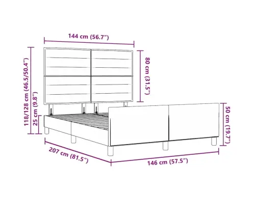 Gultas Rāmis Ar Galvas Klāju Melna 160 X 200 Cm Audums Vidaxl