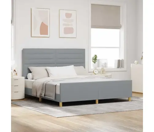 Voodi Raam Peaga Helehall 180 X 200 Cm Kangas