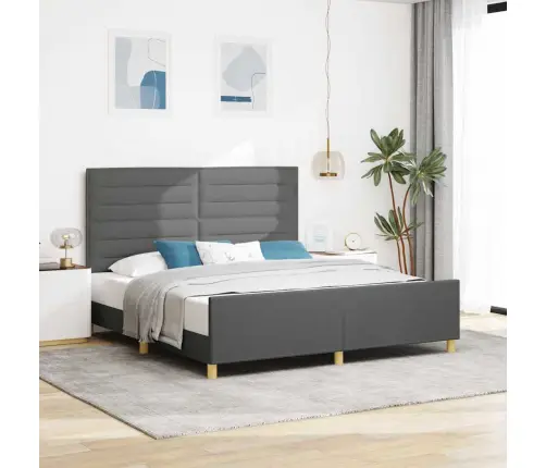 Gultas Rāmis Ar Galvas Klāju Tumši Pelēka 180 X 200 Cm Audums Vidaxl