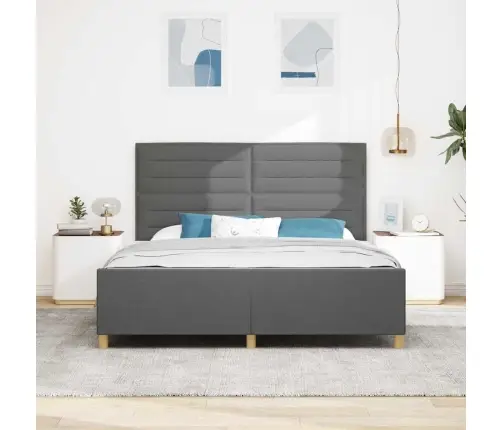 Gultas Rāmis Ar Galvas Klāju Tumši Pelēka 180 X 200 Cm Audums Vidaxl