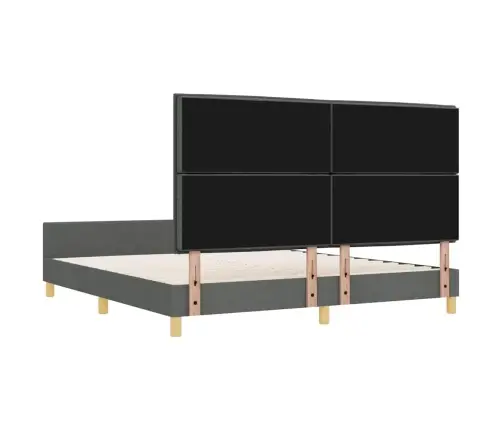 Gultas Rāmis Ar Galvas Klāju Tumši Pelēka 180 X 200 Cm Audums Vidaxl