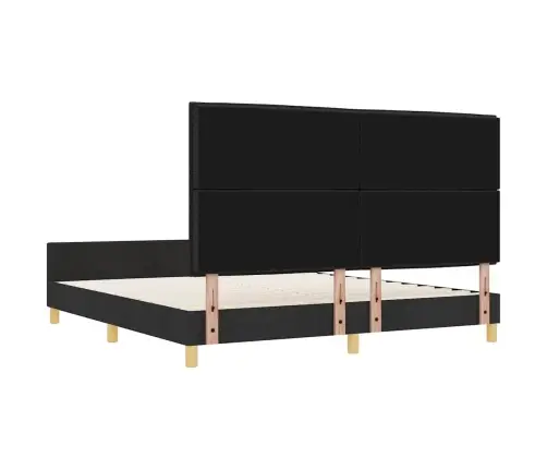 Gultas Rāmis Ar Galvas Klāju Melna 180 X 200 Cm Audums Vidaxl
