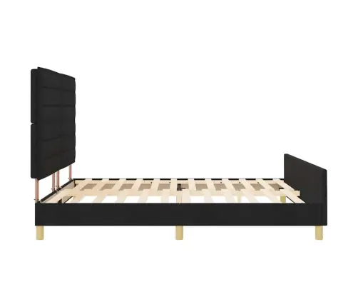 Gultas Rāmis Ar Galvas Klāju Melna 180 X 200 Cm Audums Vidaxl